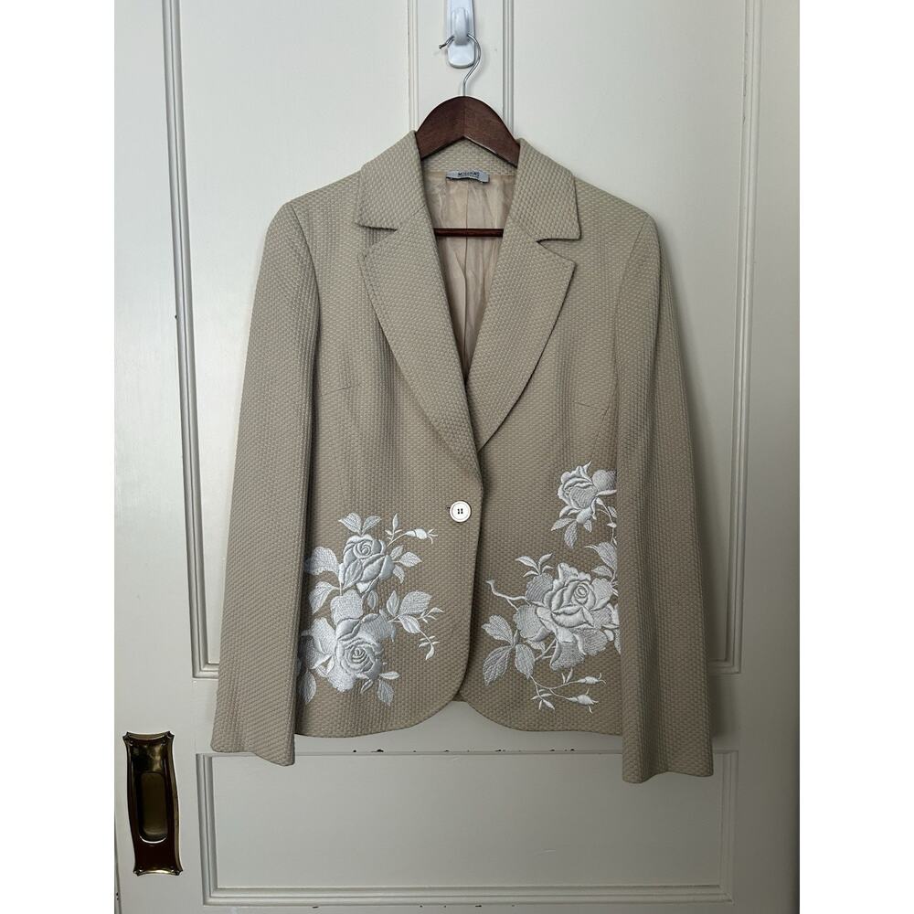 Vintage 90s Moschino Cheap and Chic Floral Embroidered Blazer Womens Size 12